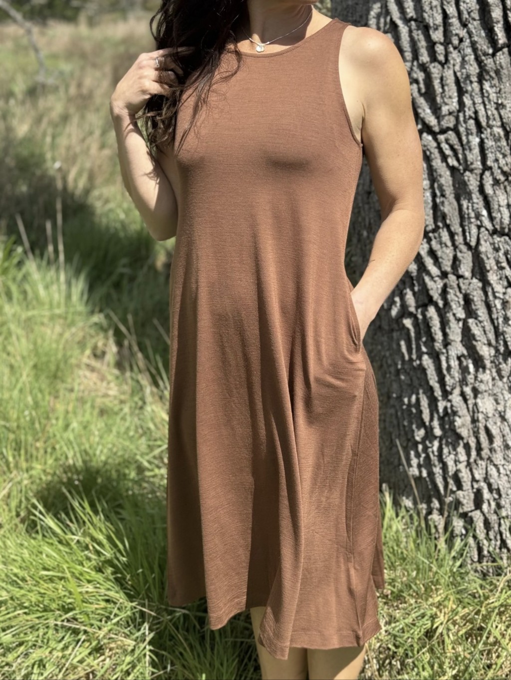 Simply Merino Sleeveless Dress In Nutmeg Size Xs